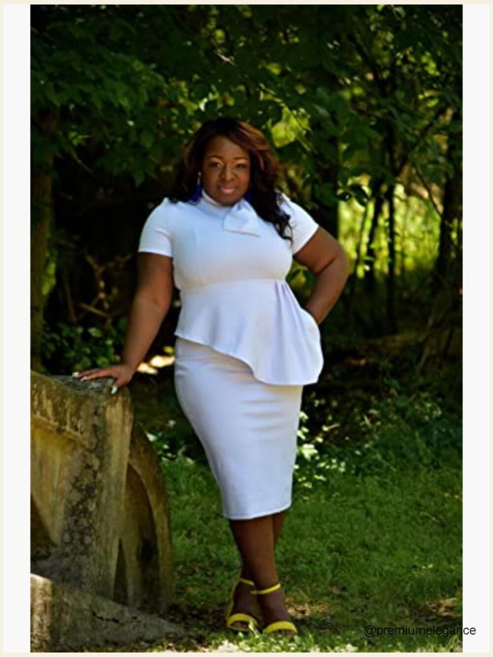 Peplum Bodycon Pencil Dress with Bow and Ruffle Details - Picture 5 of 6